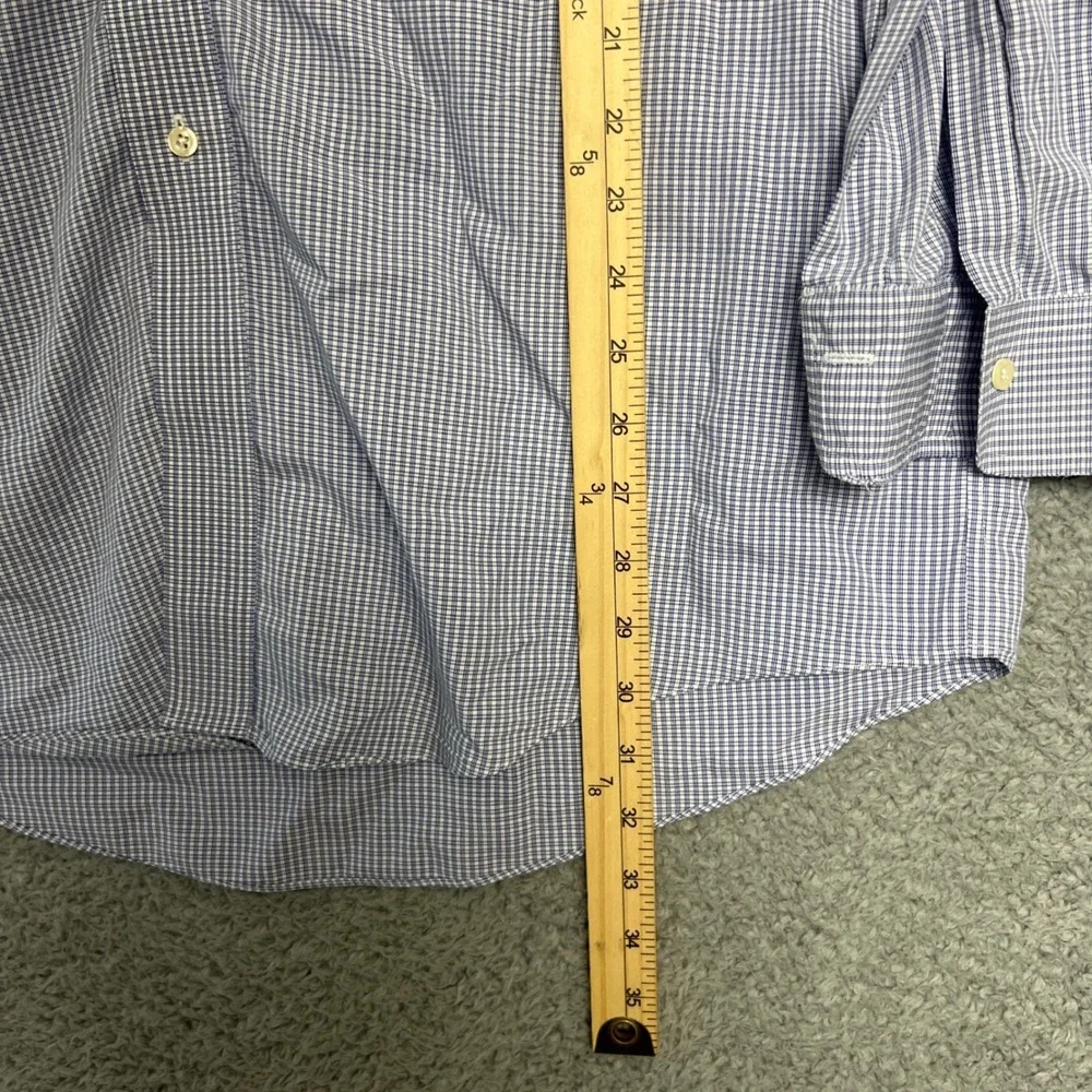 Brooks Brothers Dress Shirt Mens 16-33 Blue Good Madison Non-Iron Gingham Check‎